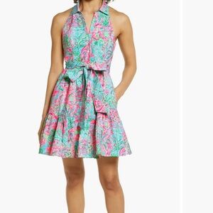 Lilly Pulitzer Trisha Shirt Dress in Spotted Bali Blue NWOT